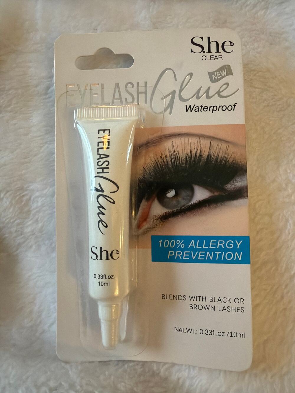 S.he Clear Waterproof Eyelash Glue Adhesive Black Brown Lashes 10ml EG680 New